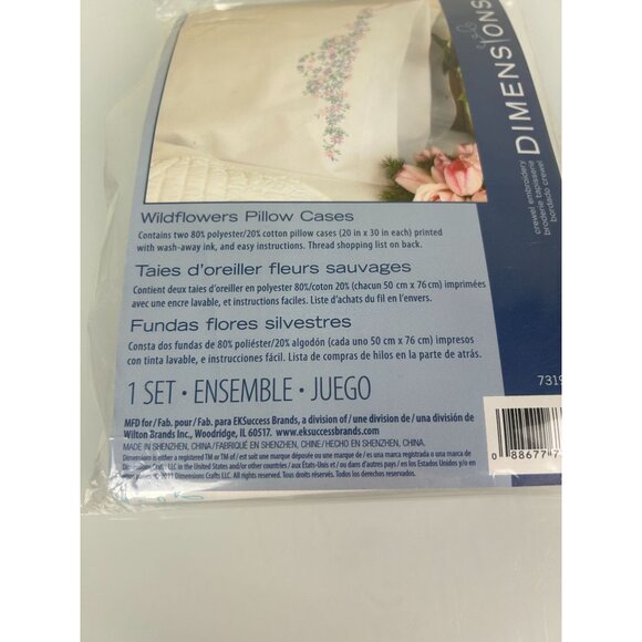 Dimensions #73197 WILDFLOWERS Set of Stamped Pillowcases Embroidery Kit - Picture 4 of 9